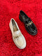 Pu Leather Golden Belt Platform Loafers